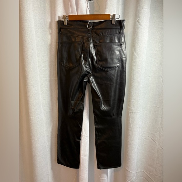 GAP High Rise Vegan Leather Vintage Slim‎ Pants Black Size 6 S Short Petite 358 - Picture 7 of 13
